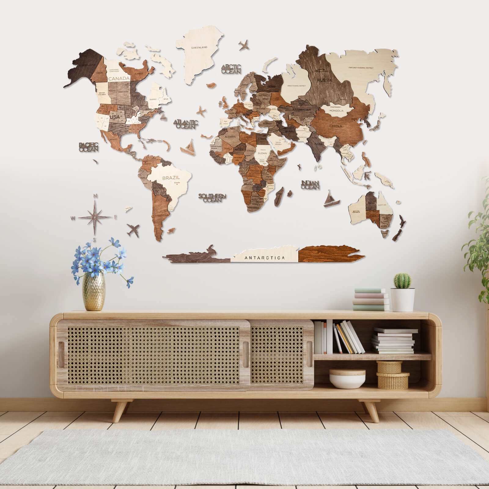 genießen Sie die Weltkarte aus Holz