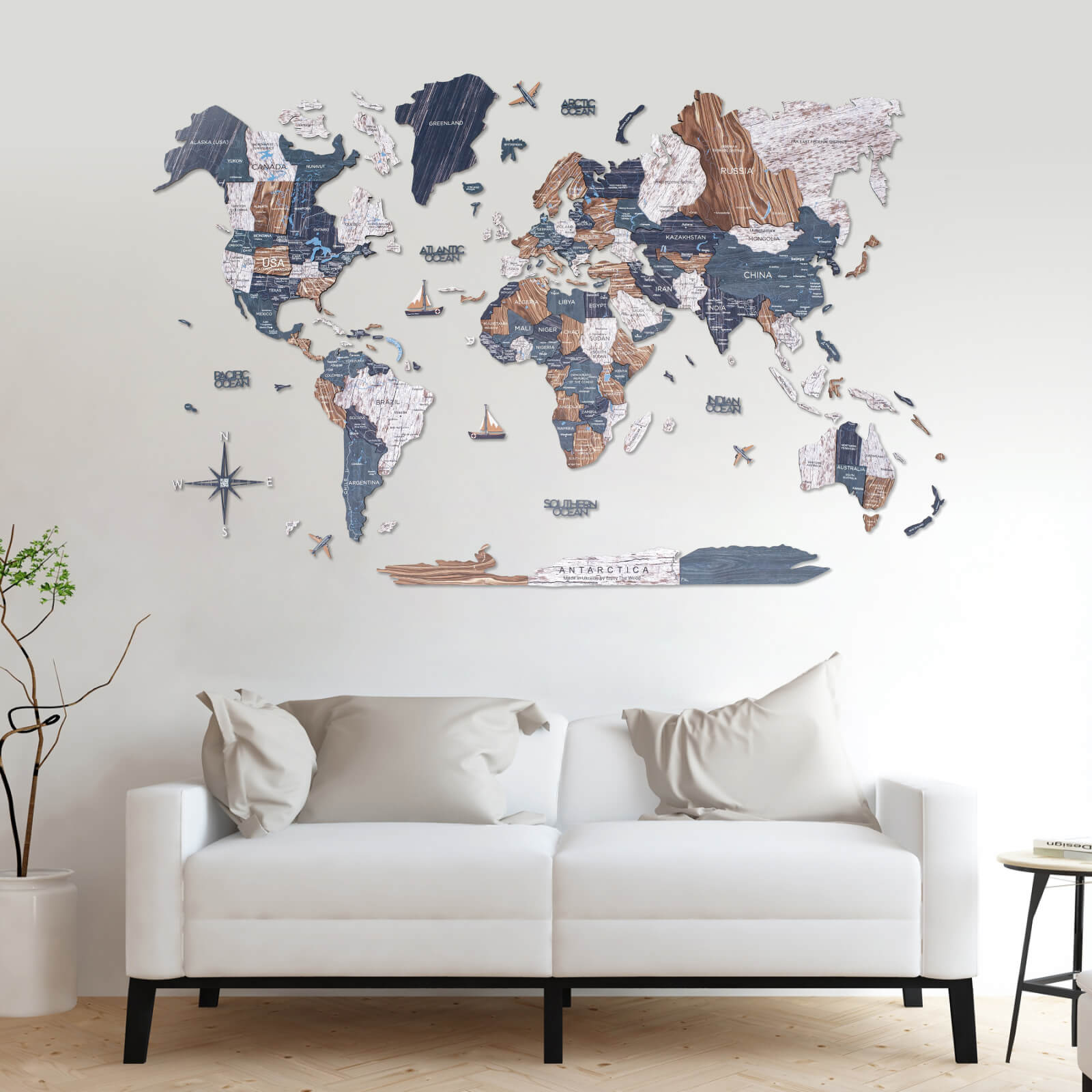 3D Holz Weltkarte Mystery