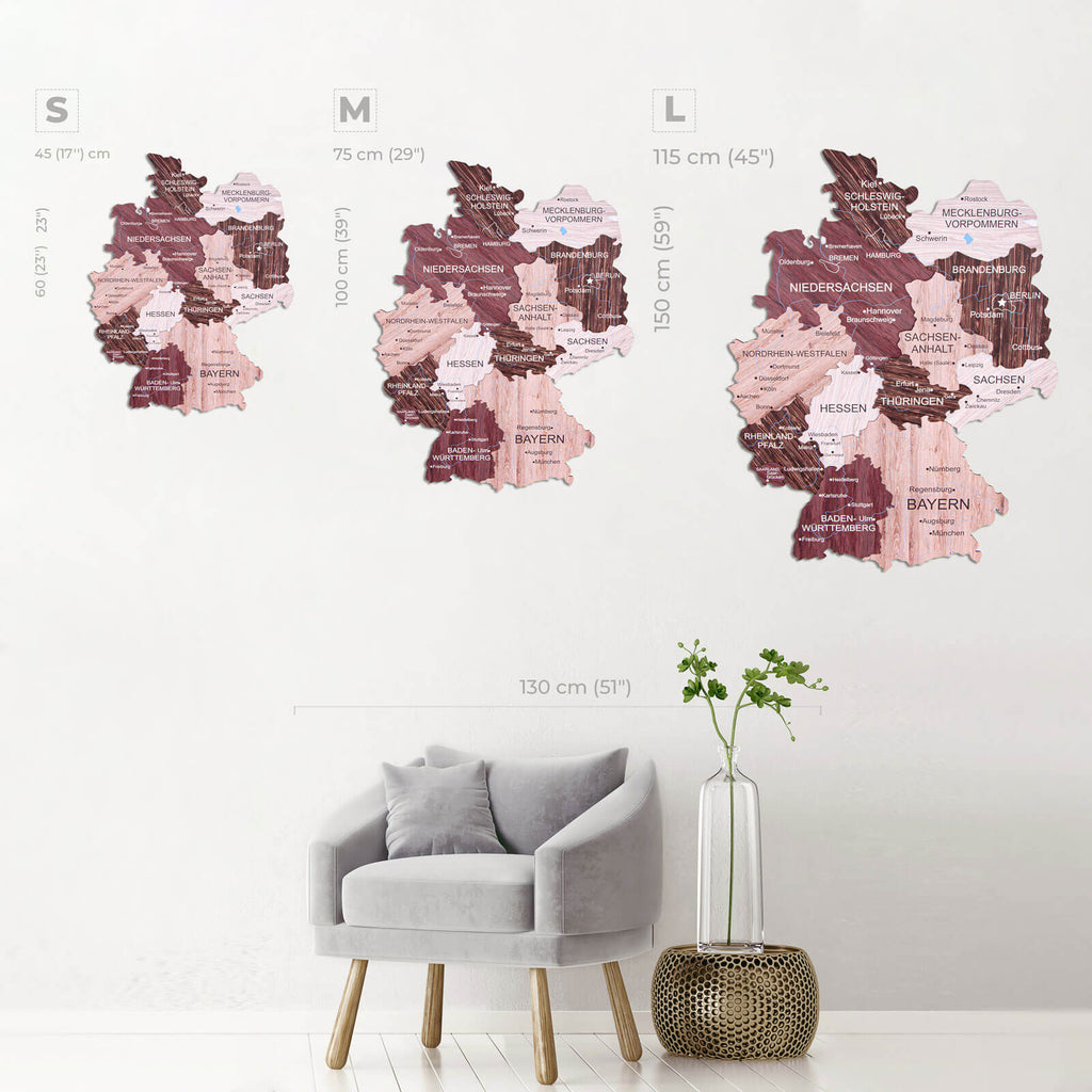 3D Germany Wooden map Cappuccino