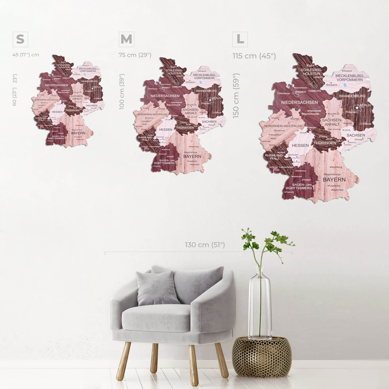 3D Germany Wooden map Cappuccino