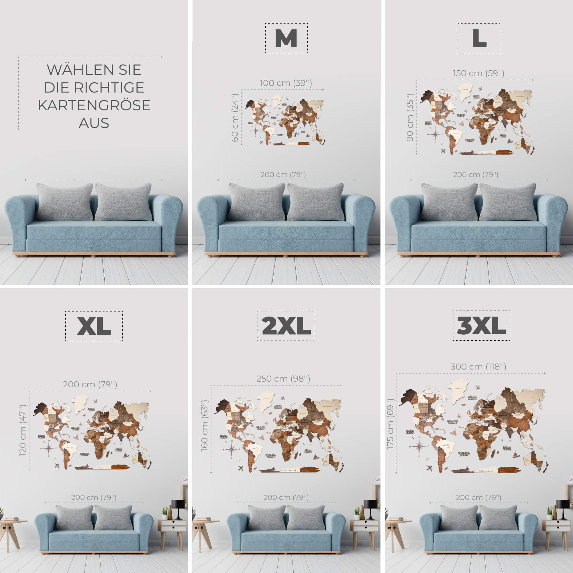 3D LED Holz Weltkarte Multicolor