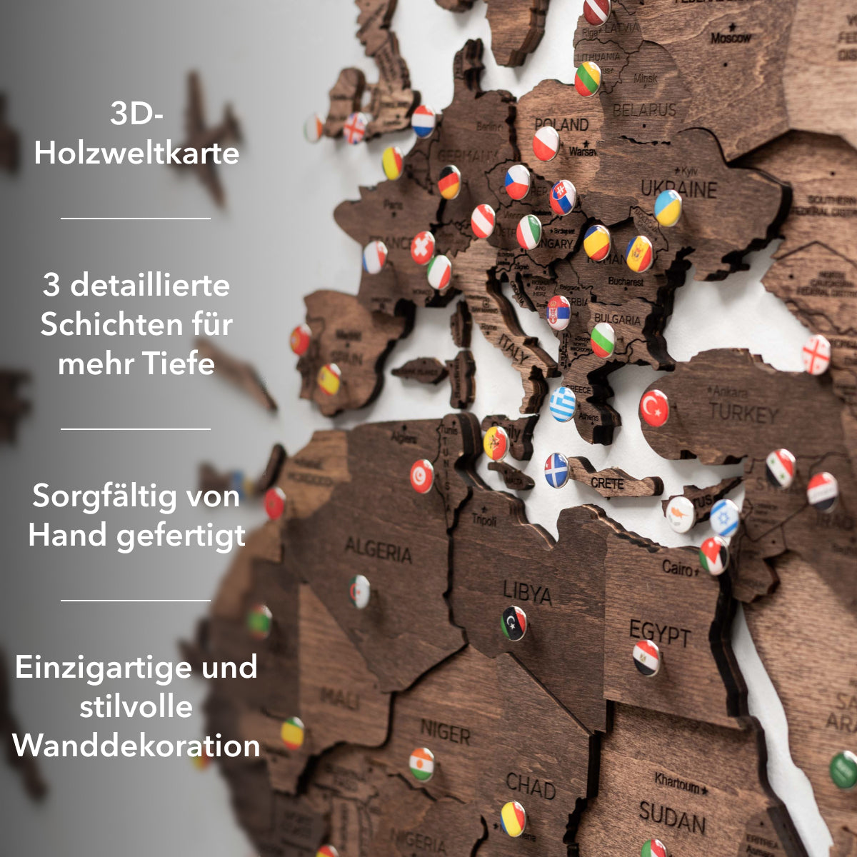 weltkarte 3d holz